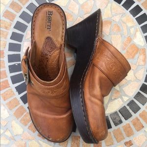 Tan Born clogs